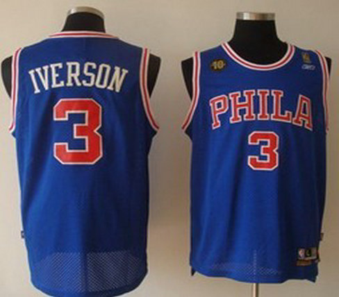 Philadelphia Sixers #3 IVERSON Blue Swingman Jersey