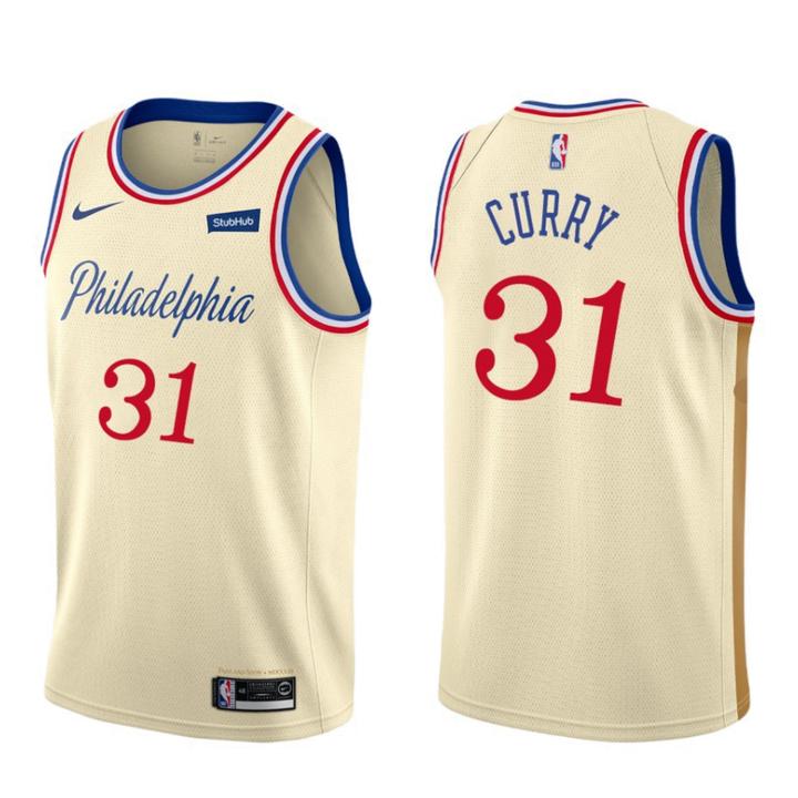 Nike 76ers #31 Seth Curry Men's Unveil 2019-20 City Edition Swingman NBA Jersey Cream White