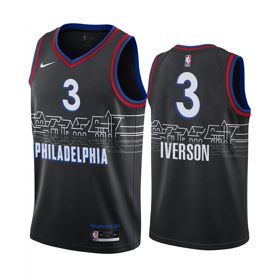 Nike 76ers #3 Allen Iverson Black NBA Swingman 2020-21 City Edition Jersey