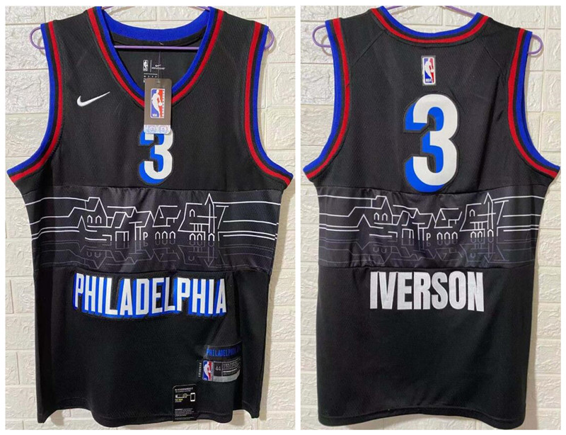 76ers 3 Allen Iverson Black 2020-21 City Edition Nike Swingman Jersey