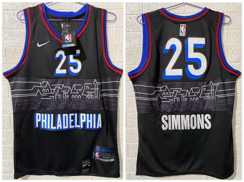 76ers 25 Ben Simmons Black 2020-21 City Edition Nike Swingman Jersey