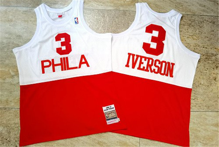 76ers 3 Allen Iverson White Red 2003-04 Hardwood Classics Swingman Jersey_副本