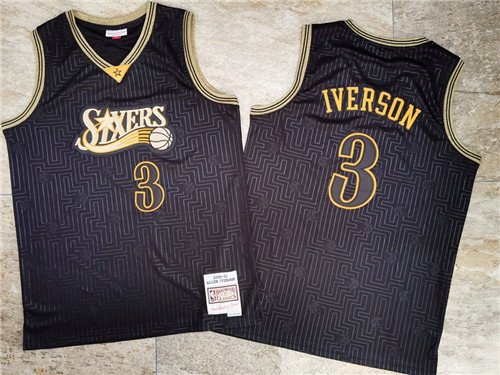 76ers 3 Allen Iverson Black 2000-01 Hardwood Classics Jersey