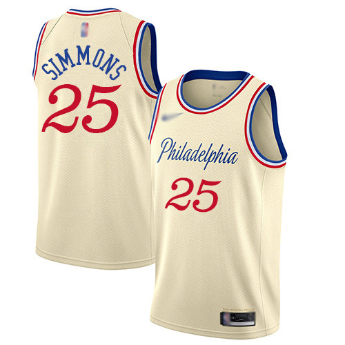 76ers #25 Ben Simmons Cream Basketball Swingman City Edition 2019 20 Jersey