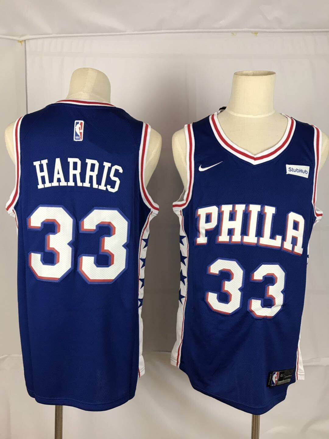 76ers 33 Tobias Harris Blue Nike Throwback Swingman Jersey