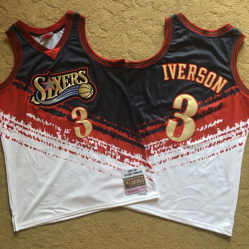 76ers 3 Allen Iverson Multi Color 1997-98 Hardwood Classics Independent Swingman Jersey