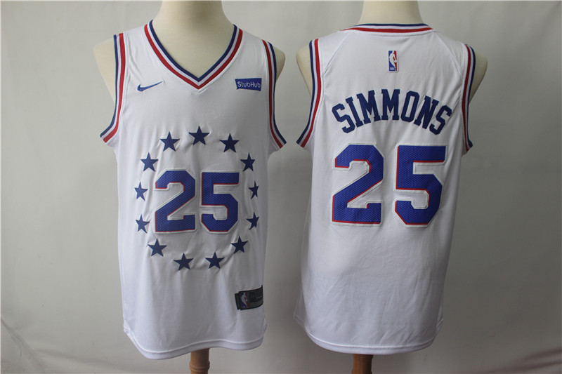 76ers 25 Ben Simmons White 2018-19 Earned Edition Nike Swingman Jersey