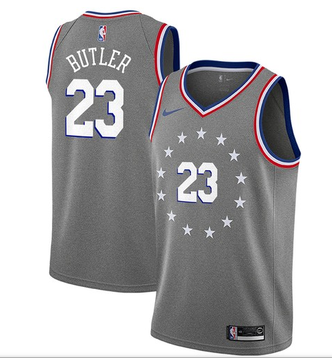 Nike 76ers 23 Jimmy Butler Gray 2018-19 City Edition Nike Swingman Jersey