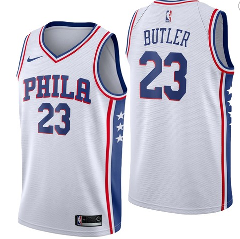 Nike 76ers 23 Jimmy Butler White Nike Swingman Jersey