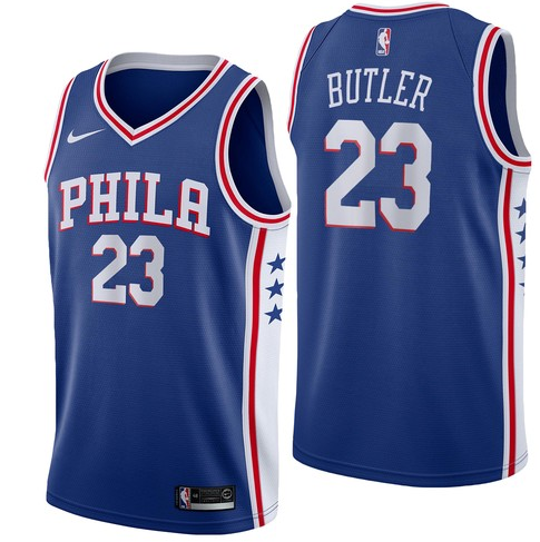 Nike 76ers 23 Jimmy Butler Blue Nike Swingman Jersey