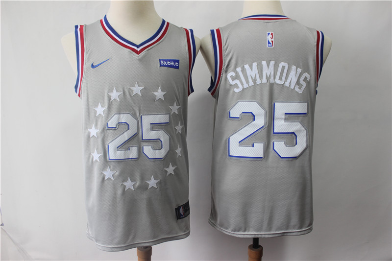 76ers 25 Ben Simmons Gray 2018-19 City Edition Nike Swingman Jersey