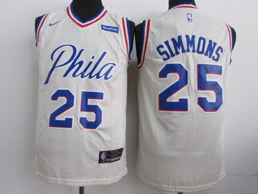 76ers 25 Ben Simmons White Nike Swingman Jersey