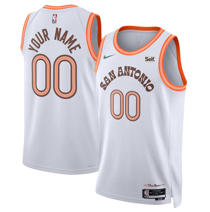 Men's San Antonio Spurs Active Player Custom White 2023 24 City Edition Stitched Basketball Jersey