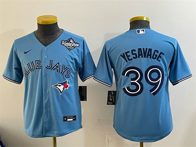 Youth Toronto Blue Jays #39 Trey Yesavage Blue 2025 World Series Cool Base Stitched Baseball Jersey Youth Toronto Blue Jays #39 Trey Yesavage Blue 2025 World Series Cool Base Stitched Baseball Jersey