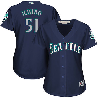 Mariners #51 Ichiro Suzuki Navy Blue Alternate Women's Stitched MLB Jersey Mariners #51 Ichiro Suzuki Navy Blue Alternate Women's Stitched MLB Jersey