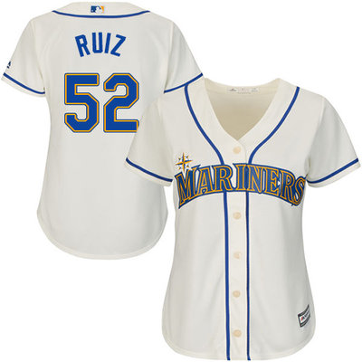 Mariners #52 Carlos Ruiz Cream Alternate Women's Stitched MLB Jersey Mariners #52 Carlos Ruiz Cream Alternate Women's Stitched MLB Jersey
