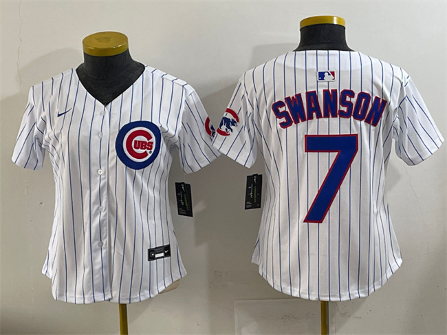 Women's Chicago Cubs #7 Dansby Swanson White Cool Base Stitched Jersey Women's Chicago Cubs #7 Dansby Swanson White Cool Base Stitched Jersey