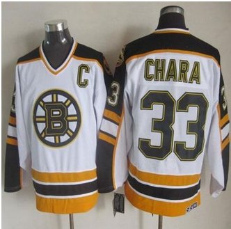 Boston Bruins #33 Zdeno Chara White Black CCM Throwback Stitched NHL Jersey Boston Bruins #33 Zdeno Chara White Black CCM Throwback Stitched NHL Jersey