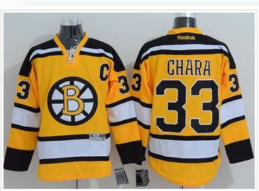 Boston Bruins #33 Zdeno Chara Yellow Stitched NHL Jersey