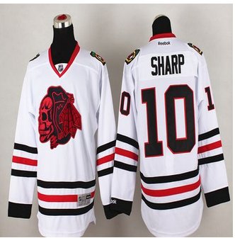 Chicago Blackhawks #10 Patrick Sharp White(Red Skull) Stitched NHL Jersey