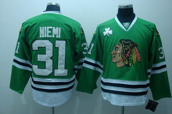 Chicago Blackhawks 31 Niemi green Ice Jerseys