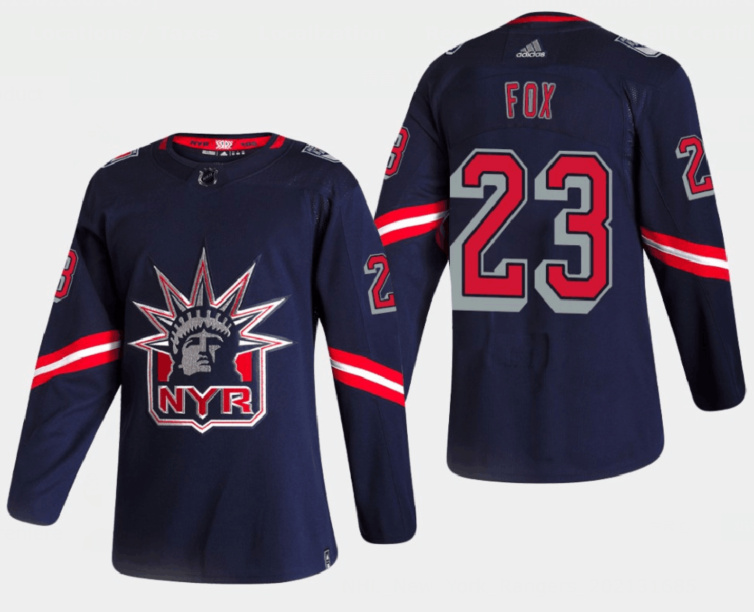 Men's New York Rangers #23 Adam Fox 2021 Navy Reverse Retro Stitched Jersey Men's New York Rangers #23 Adam Fox 2021 Navy Reverse Retro Stitched Jersey