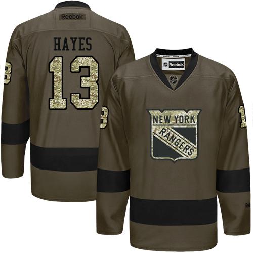Rangers #13 Kevin Hayes Green Salute to Service Stitched NHL Jersey Rangers #13 Kevin Hayes Green Salute to Service Stitched NHL Jersey