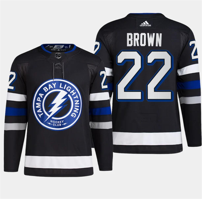 Men's Tampa Bay Lightning #22 Logan Brown Black Alternate Premier Breakaway Stitched Jersey Men's Tampa Bay Lightning #22 Logan Brown Black Alternate Premier Breakaway Stitched Jersey