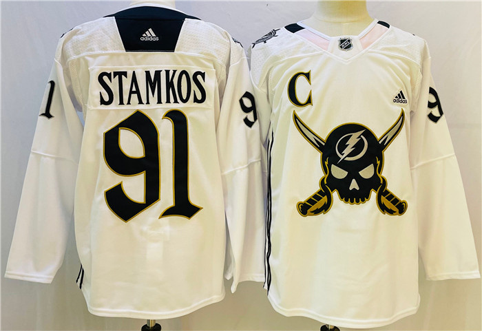 Men's Tampa Bay Lightning #91 Steven Stamkos White Stitched Jersey Men's Tampa Bay Lightning #91 Steven Stamkos White Stitched Jersey