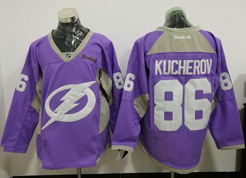 Lightning #86 Nikita Kucherov Purple Fights Cancer Practice Stitched NHL Jersey Lightning #86 Nikita Kucherov Purple Fights Cancer Practice Stitched NHL Jersey