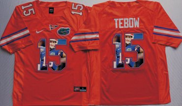 Florida Gators 15 Tim Tebow Orange Portrait Number College Jersey