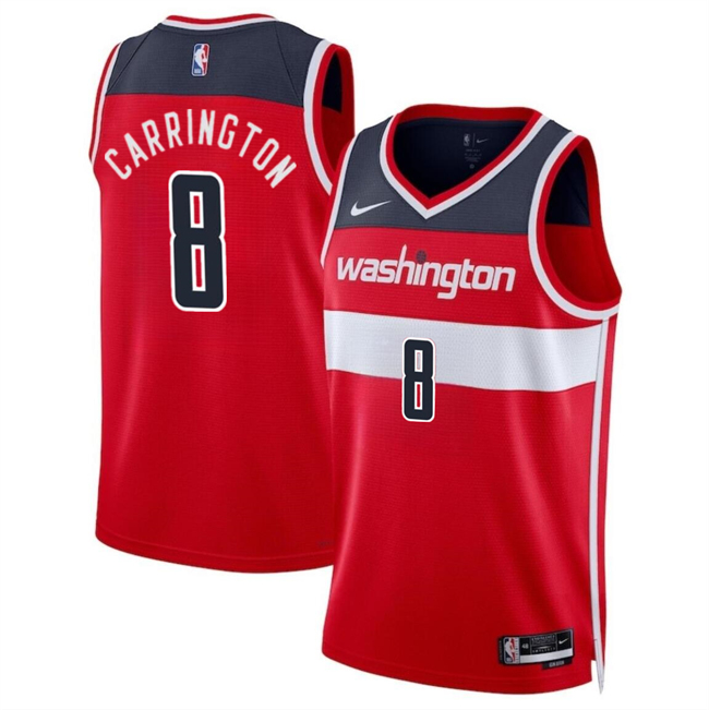 Men's Washington Wizards #8 Carlton Carrington Red Icon Edition Stitched Basketball Jersey