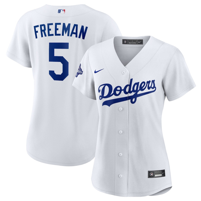 Women's Los Angeles Dodgers #5 Freddie Freeman White 2025 World Series Champions Home Cool Base Stitched Baseball Jersey(Run Small) 1