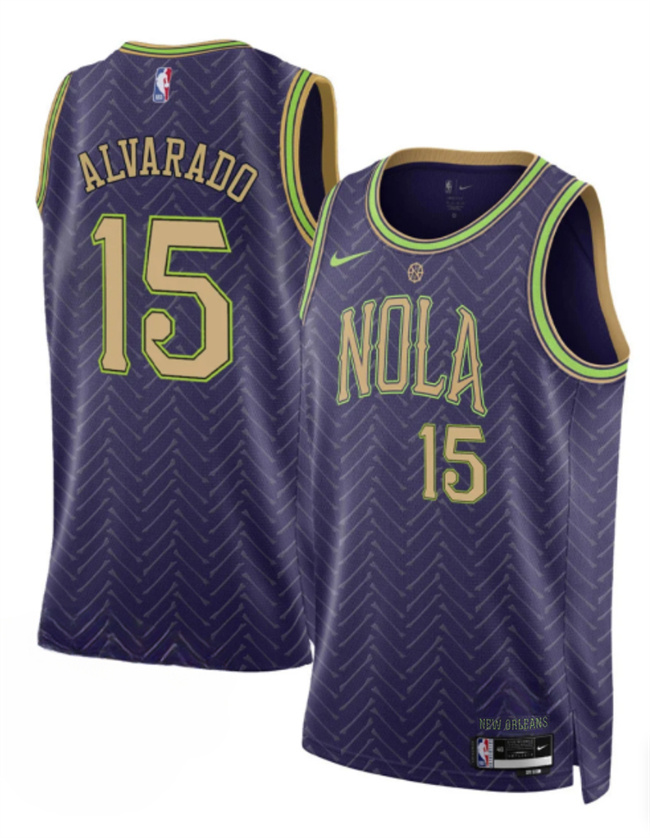 Men's New Orleans Pelicans #15 Jose Alvarado Purple 2024-25 City Ediiton Stitched Basketball Jersey Men's New Orleans Pelicans #15 Jose Alvarado Purple 2024-25 City Ediiton Stitched Basketball Jersey
