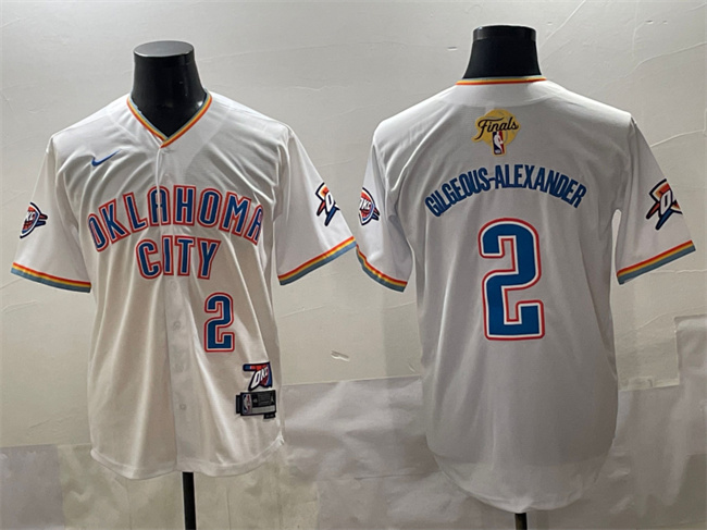 Men's Oklahoma City Thunder #2 Shai Gilgeous-Alexander White 2025 Finals Vapor Stitched Baseball Jersey Men's Oklahoma City Thunder #2 Shai Gilgeous-Alexander White 2025 Finals Vapor Stitched Baseball Jersey