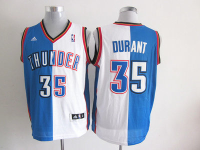 NBA Oklahoma City Thunder #35 Kevin Durant white-Blue Split Jerseys NBA Oklahoma City Thunder #35 Kevin Durant white-Blue Split Jerseys