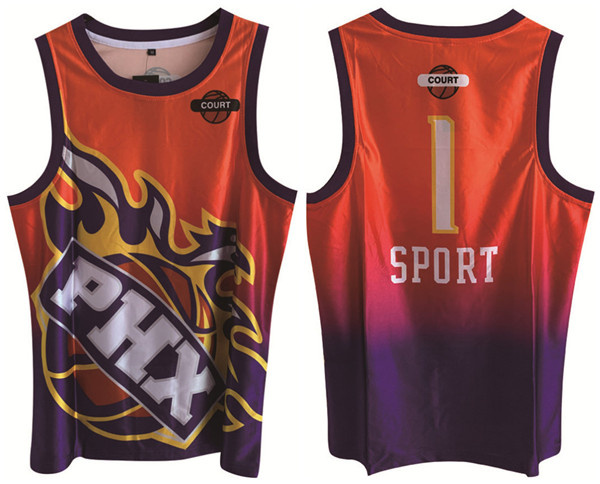Men's Phoenix Suns#1 Devin Booker Purplev Orange Print Basketball Jersey Men's Phoenix Suns#1 Devin Booker Purplev Orange Print Basketball Jersey