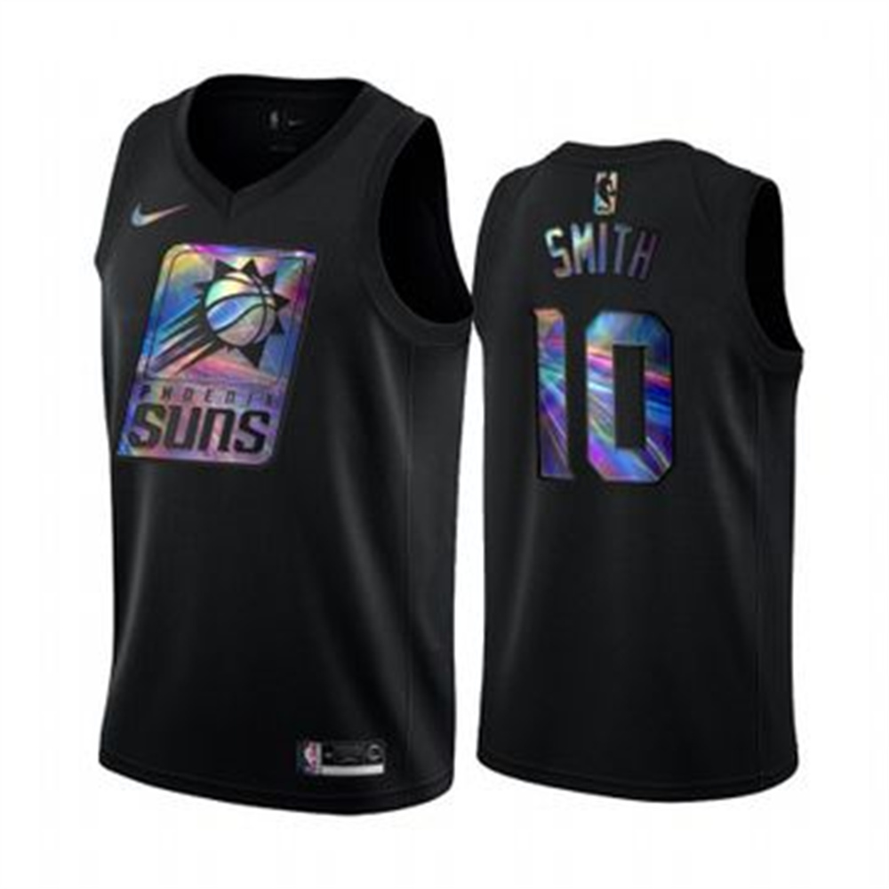 Nike Suns #10 Jalen Smith Men's Iridescent Holographic Collection NBA Jersey - Black Nike Suns #10 Jalen Smith Men's Iridescent Holographic Collection NBA Jersey - Black