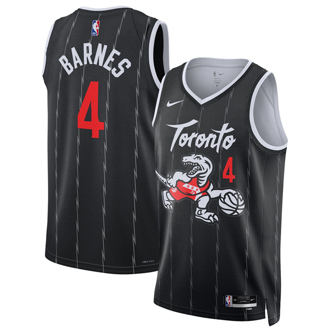 Men's Toronto Raptors #4 Scottie Barnes Black 2025 26 City Edition Stitched Basketball Jersey
