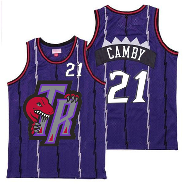 Raptors 21 Marcus Camby Purple Big Gray TR Logo Retro Jersey 10