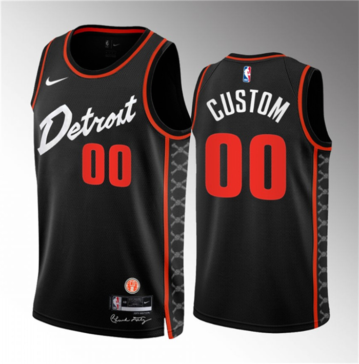 Men's Detroit Pistons Active Player Custom Black 2023 24 City Edition Stitched Basketball Jersey