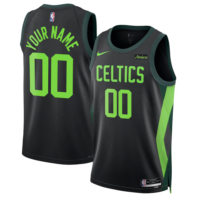Men's Boston Celtics Active Player Custom Black 2024 25 City Edition Stitched Basketball Jersey