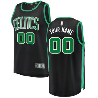 Men's Boston Celtics Black Fast Break Custom Replica Jersey - Statement Edition