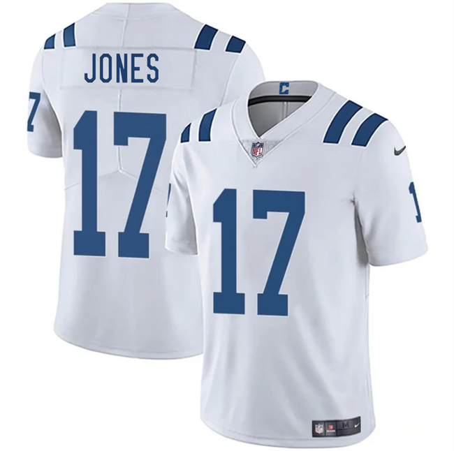 Men's Indianapolis Colts #17 Daniel Jones White 2025 Vapor Limited Stitched Football Jersey Men's Indianapolis Colts #17 Daniel Jones White 2025 Vapor Limited Stitched Football Jersey