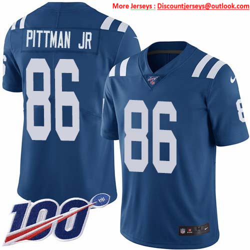 Nike Colts #86 Michael Pittman Jr. Royal Blue Team Color Men's Stitched NFL 100th Season Vapor Untouchable Limited Jersey