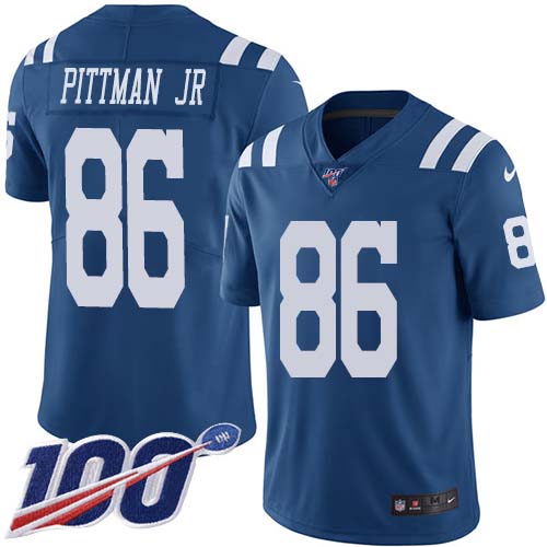 Nike Colts #86 Michael Pittman Jr. Royal Blue Men's Stitched NFL Limited Rush 100th Season Jersey Nike Colts #86 Michael Pittman Jr. Royal Blue Men's Stitched NFL Limited Rush 100th Season Jersey