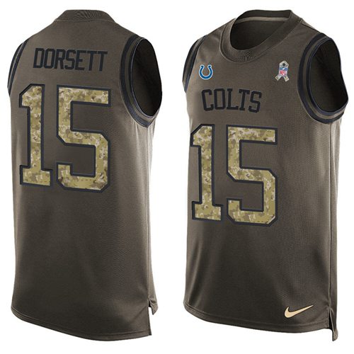 Nike Colts #15 Phillip Dorsett Green Men's Stitched NFL Limited Salute To Service Tank Top Jersey Nike Colts #15 Phillip Dorsett Green Men's Stitched NFL Limited Salute To Service Tank Top Jersey