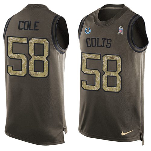 Nike Colts #58 Trent Cole Green Men's Stitched NFL Limited Salute To Service Tank Top Jersey Nike Colts #58 Trent Cole Green Men's Stitched NFL Limited Salute To Service Tank Top Jersey