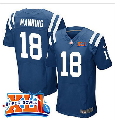 Nike Colts #18 Peyton Manning Royal Blue Team Color Super Bowl XLI Men's Stitched NFL Elite Jersey