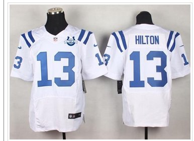 NEW Colts #13 T.Y. Hilton White With 30TH Seasons Patch Men's Stitched NFL Elite Jersey